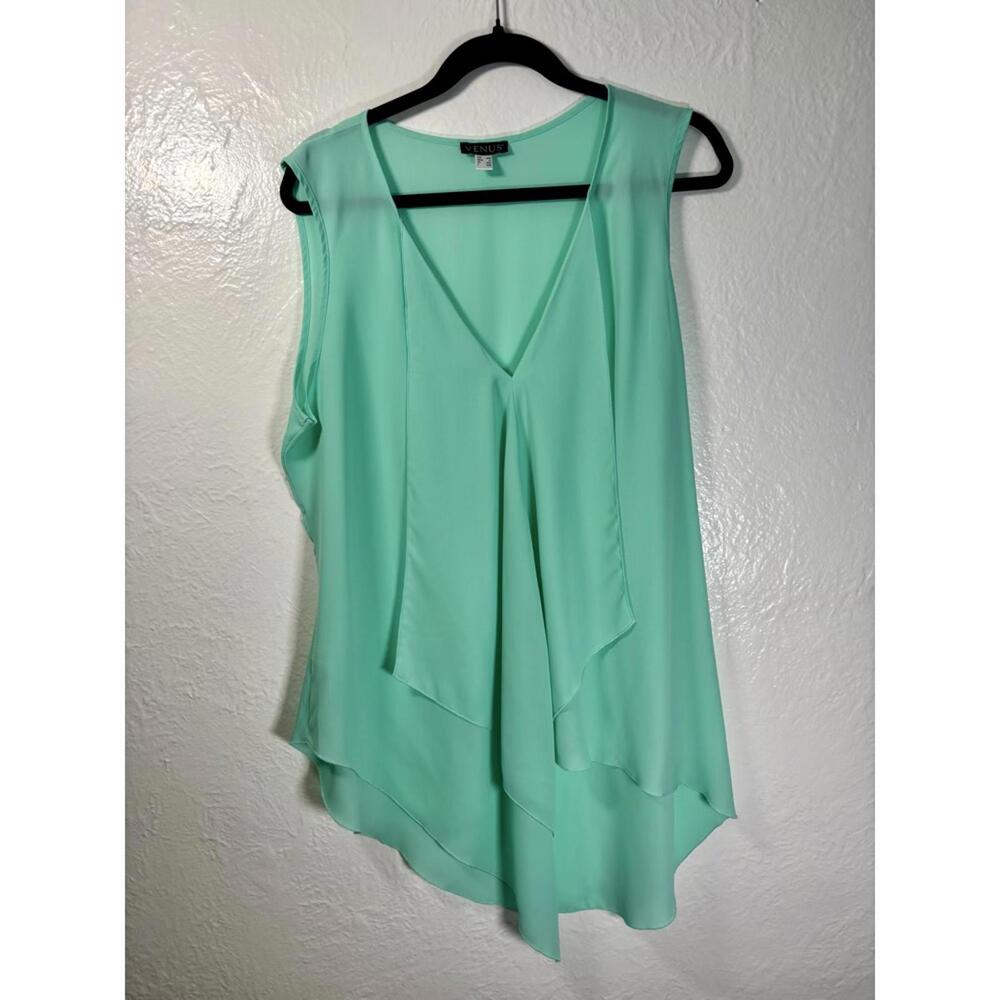 Venus Asymmetrical Sleeveless Blouse Green XL Coastal Fairy Vacation Cruise Boho